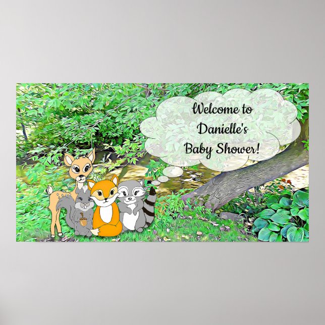 Forest Animal Themed Welcome Baby Duster Poster (Vorne)