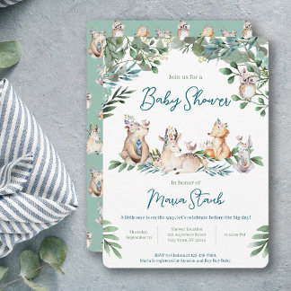 Forest Animal Woodland Baby Shower Invitation