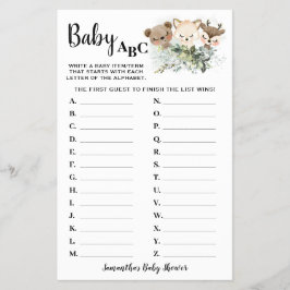 Forest Animals Baby ABC Baby Shooting Game Card Flyer