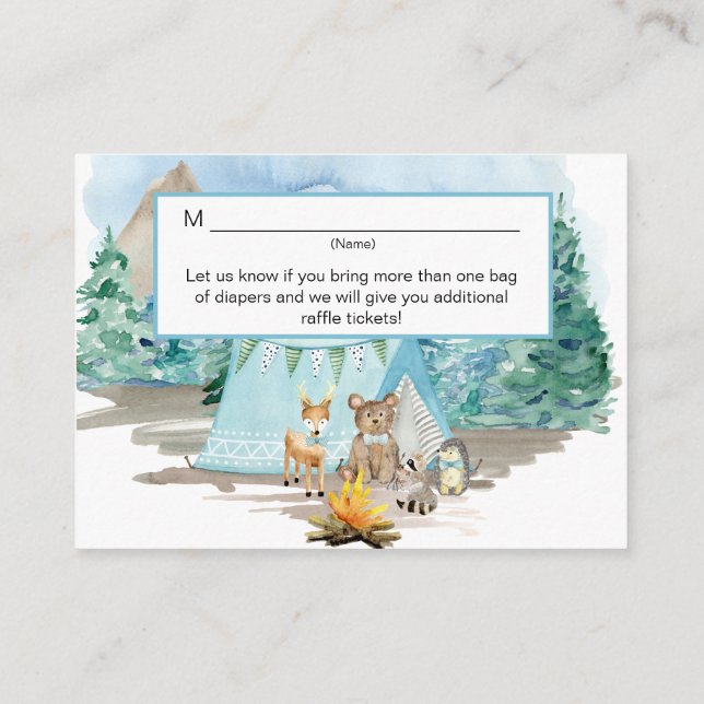 Forest Animals Deer Bear Floral Boy Baby Shower Begleitkarte (Rückseite)