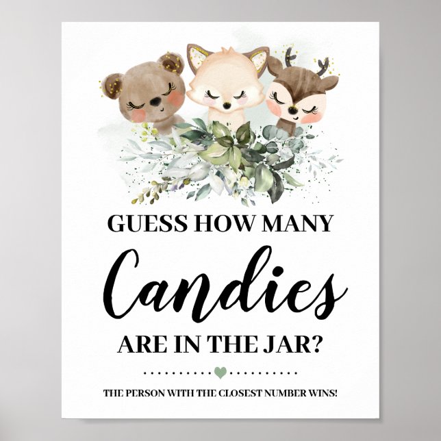 Forest Animas Wie viele Candies Baby Showspiele Poster (Vorne)