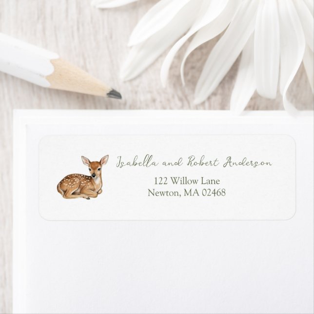 Forest Arch and Fawn Baby Shower Address Label (Insitu)