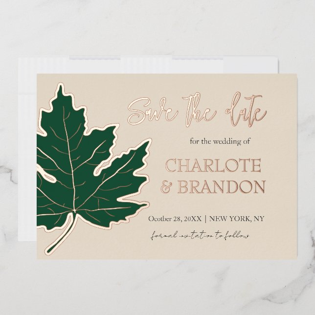 Forest Autumn Maple Leaf Hochzeit retten das Datum Folieneinladung (Briefumschlag)