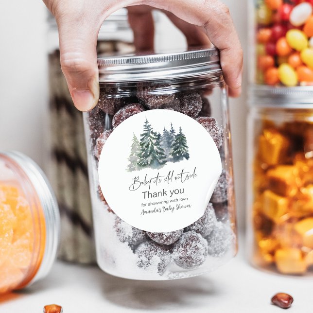 Forest Baby It's Cold Outside Winter Baby Dusche Runder Aufkleber (Von Creator hochgeladen)