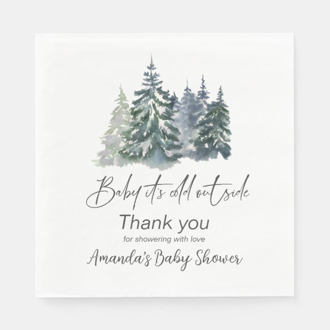 Forest Baby It's Cold Outside Winter Baby Dusche Serviette (Vorderseite)