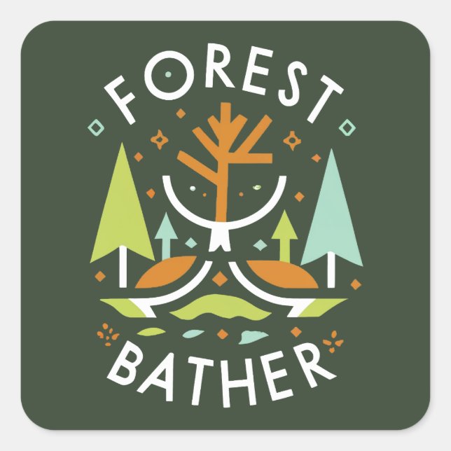 Forest Bather Kubist Quadratischer Aufkleber (Vorderseite)
