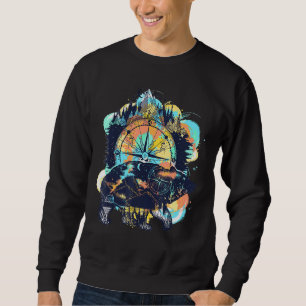 Forest Bear Retro Schwarze Berge Wasserfarbe Mothe Sweatshirt