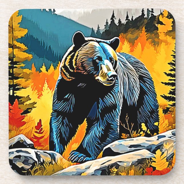 Forest Black Bar Majestät Design Getränkeuntersetzer (Vorderseite)