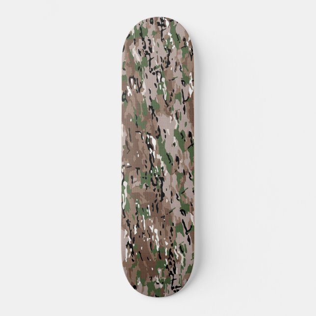 Forest Camouflage Tan Green Skateboard (Vorderseite)