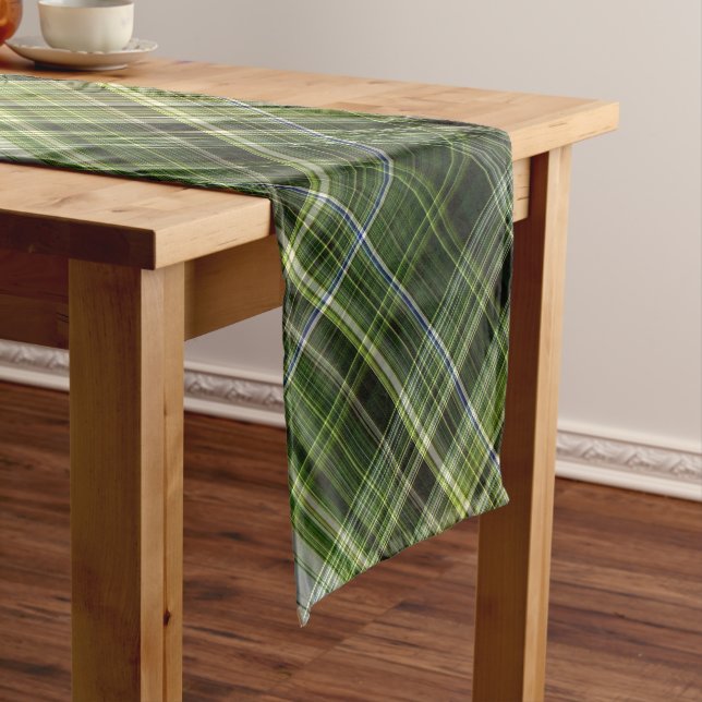 Forest Canopy Green und Cream Kariert Kurzer Tischläufer (Beispiel)