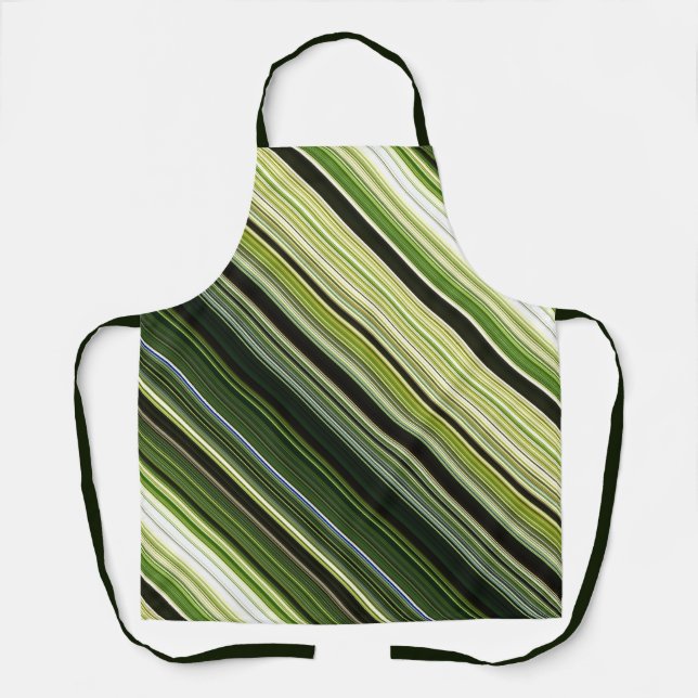 Forest Canopy Green und Cream Strip Schürze (Vorderseite)