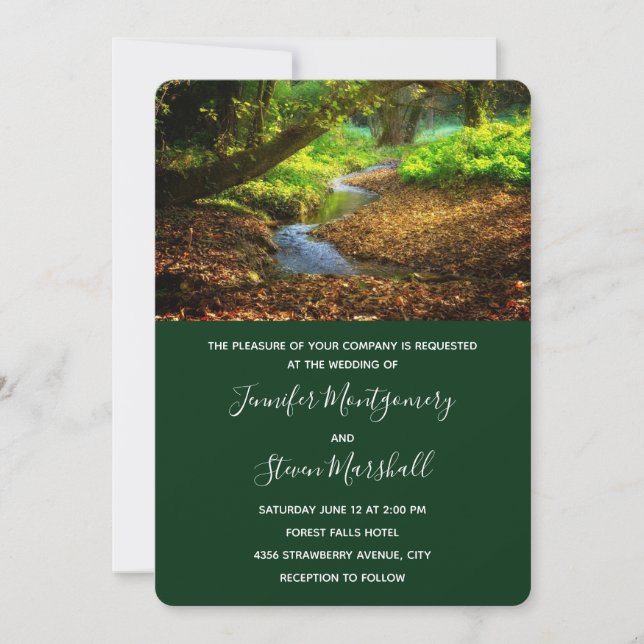 Forest Creek Beautiful Nature Foto Hochzeit Einladung (Vorderseite)
