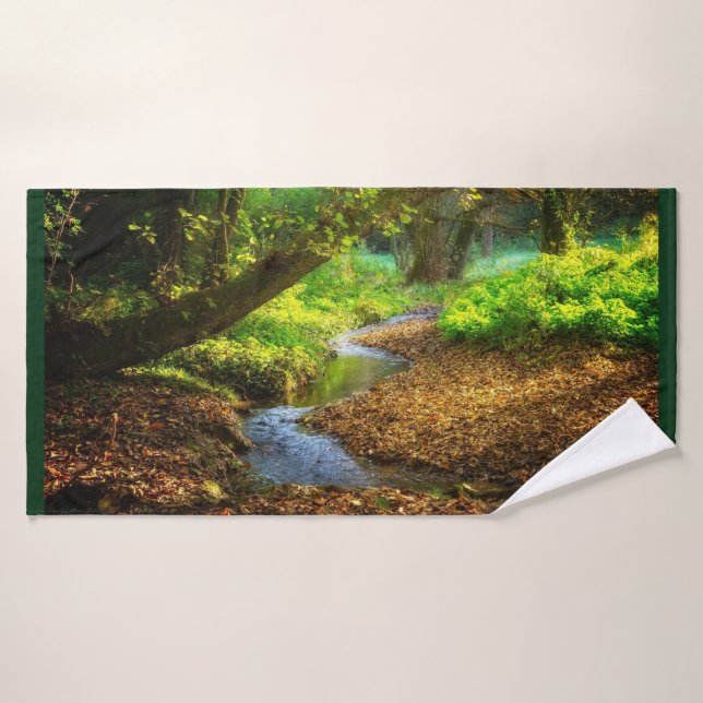 Forest Creek Schöne Landschaft Foto Badhandtuch Set (Badehandtuch)