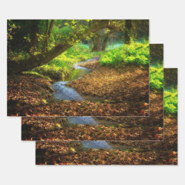 Forest Creek Schöne Landschaft Foto Geschenkpapier Set