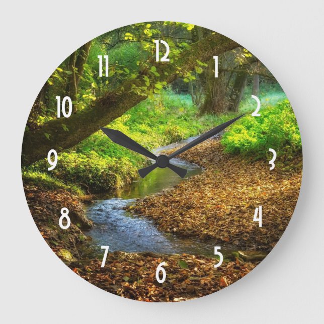 Forest Creek Schöne Landschaft Foto Große Wanduhr (Vorderseite)