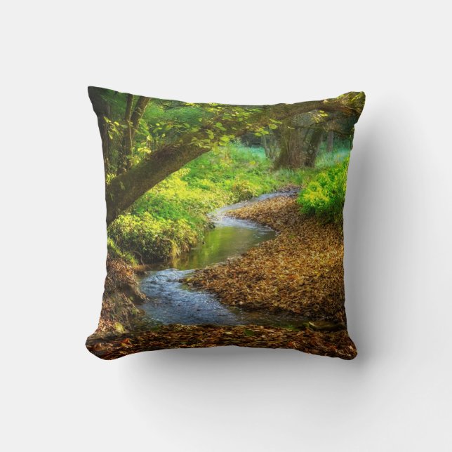 Forest Creek Schöne Landschaft Foto Kissen (Vorderseite)