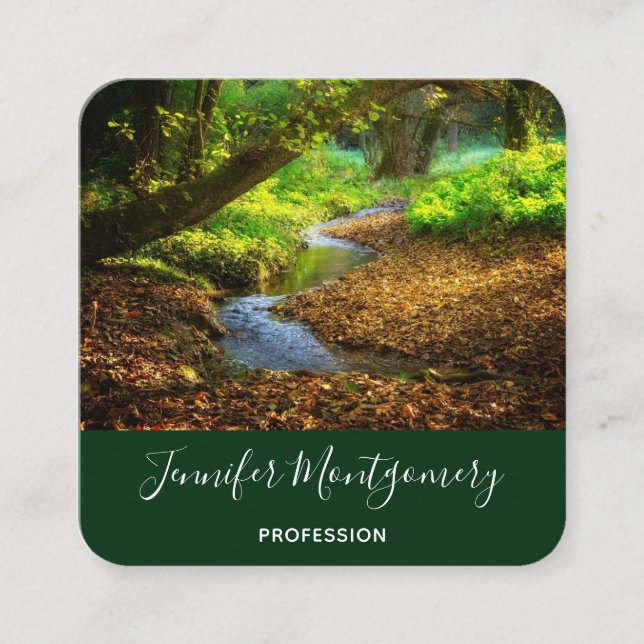 Forest Creek Schöne Landschaft Foto Quadratische Visitenkarte (Vorderseite)