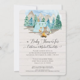 Forest Deer Bear Watercolor Kinderdusche Einladung