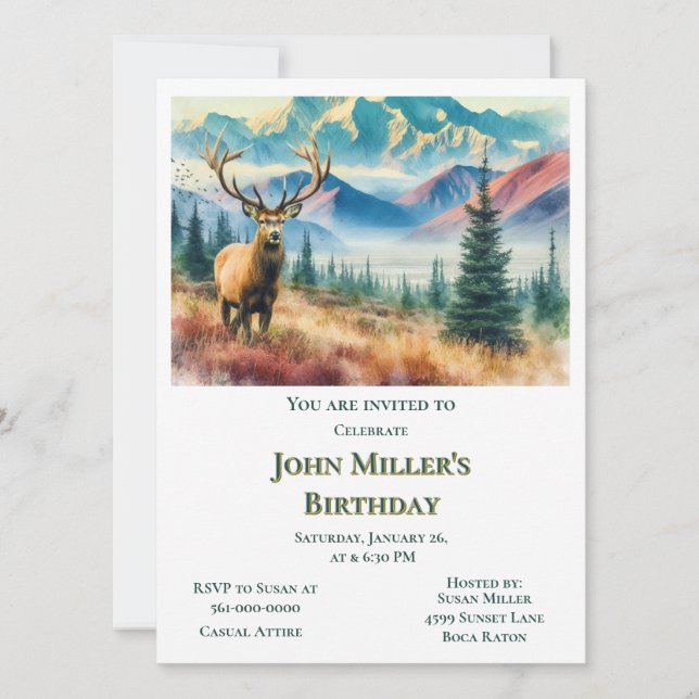 Forest Deer Birthday Party für ihn Einladung (Vorderseite)
