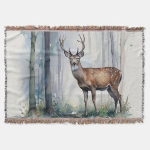 Forest Deer Throw Blanket Decke
