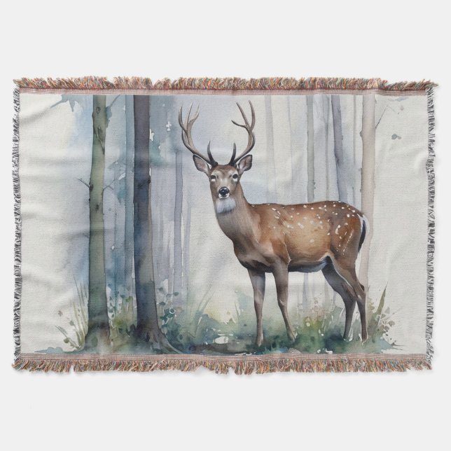 Forest Deer Throw Blanket Decke (Vorderseite)