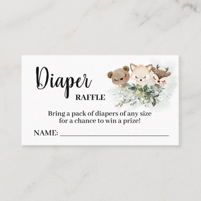 Forest Diaper Raffle Ticket Babyduschkarte (Vorderseite)