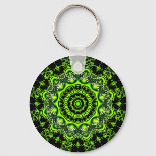 Forest Dome Mandala, Abstract Green Woods Schlüsselanhänger (Vorderseite)