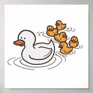 Forest Duck Family Tiny Print Poster