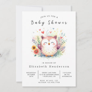 Forest Editable Owl Baby Dusche Einladung