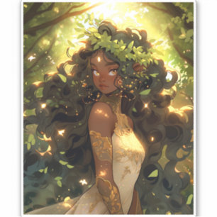Forest Elf American Black Fantasy Art Aufkleber