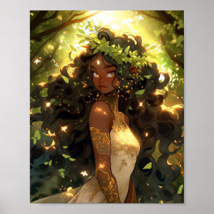 Forest Elf American Black Fantasy Art Poster