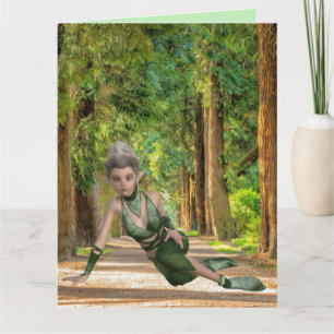 FOREST ELF CUTE GIRL BISTHDAE Carte de voeux