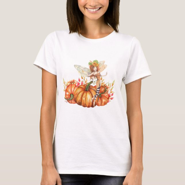 Forest Fairy & Autumn Pumpkin Bouquet T-Shirt (Vorderseite)