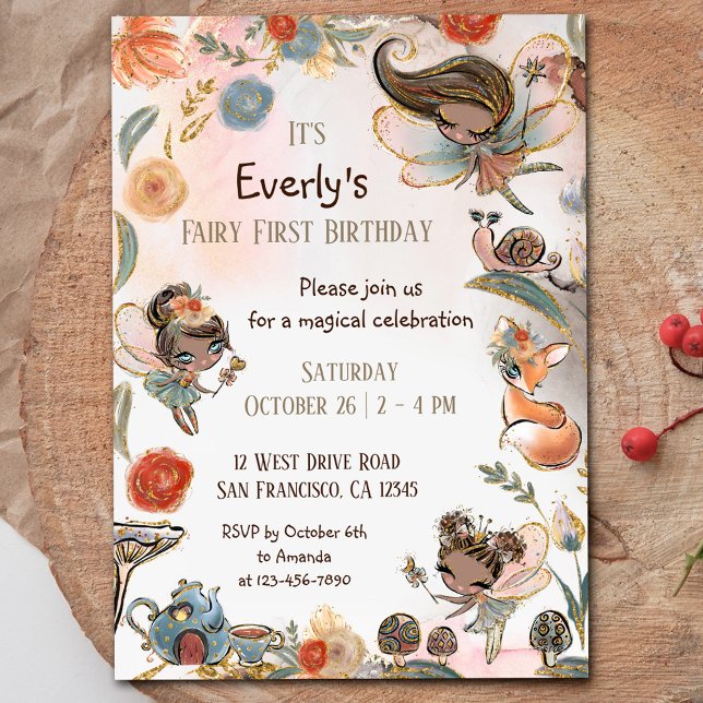 Forest Fairy First Birthday Magisches Party Einladung (Von Creator hochgeladen)
