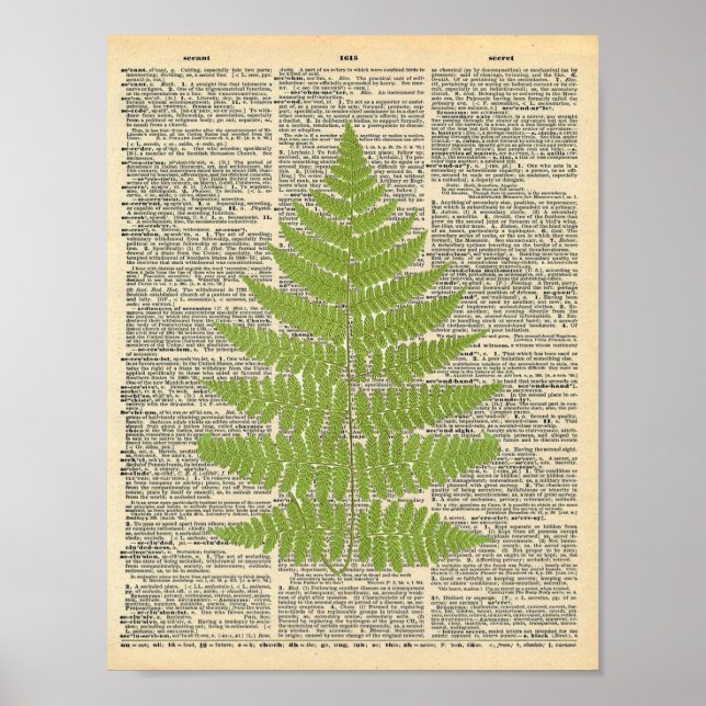 Forest Fern Vintages Wörterbuch Poster (Vorne)