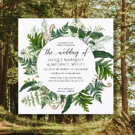 Forest Ferns Foliage Wedage Watercolor Wreath Einladung