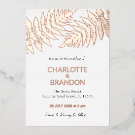 Forest Ferns Outdoor Wedding Rose Gold Folieneinladung