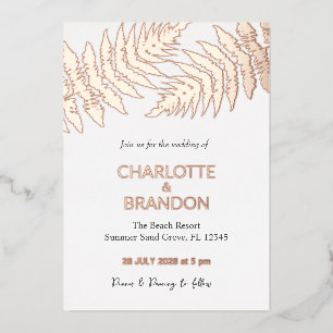 Forest Ferns Outdoor Wedding Rose Gold Folieneinladung