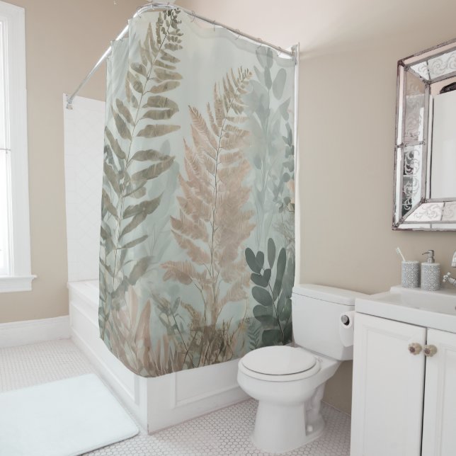 Forest Ferns Pastel Shower Curtain Duschvorhang (Beispiel)