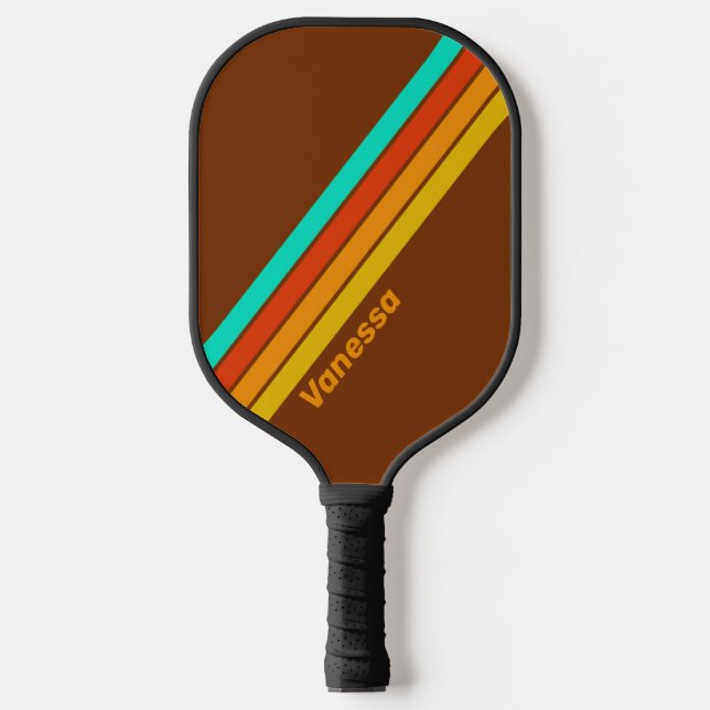 Forest Floor Fog Streifen mit Namen Pickleball Schläger (Vorderseite)