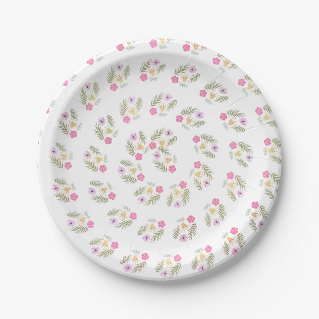 Forest Floral Tropical Botanical Baby Dusche Party Pappteller (Vorderseite)