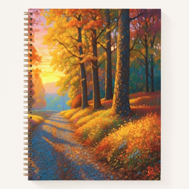 Forest Flowers and Fall Colorful Art Notizbuch (Vorderseite)