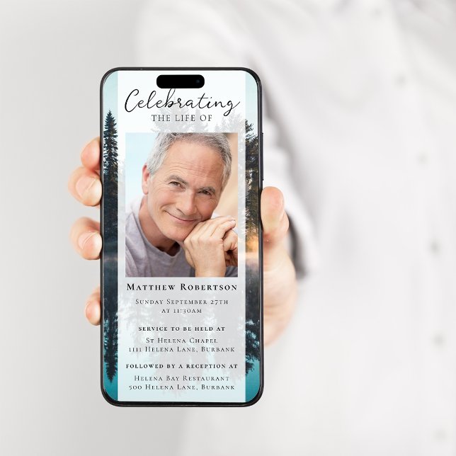 Forest Foto Beerdigung Digitale Einladung (Von Creator hochgeladen)