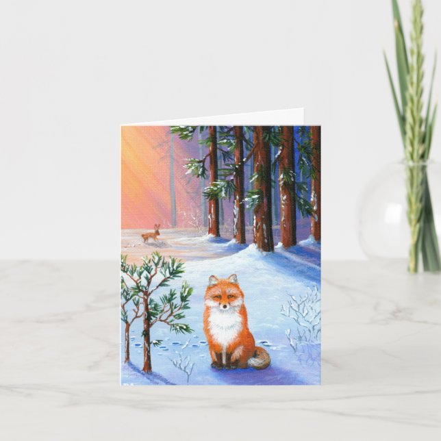 Forest Fox Christmas Creationarts Feiertagskarte (Vorderseite)