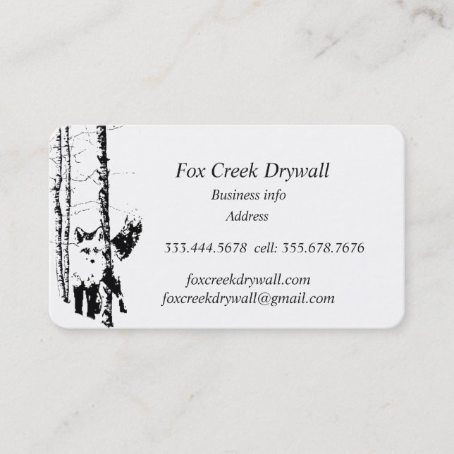 Forest Fox Creek Drywall Custom Business Card Visitenkarte (Vorderseite)