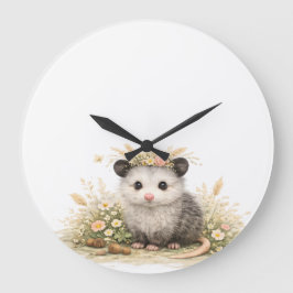 Forest friend woodland opossum  große wanduhr