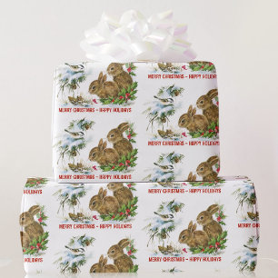Forest Friends Bunnies Chickadee Gruß Geschenkpapier