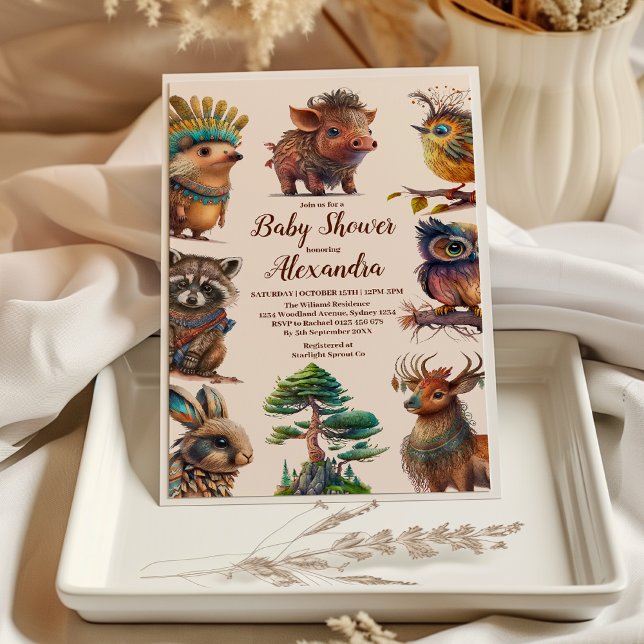 Forest Friends & Woodland Greenerie Kinderdusche Einladung (Von Creator hochgeladen)