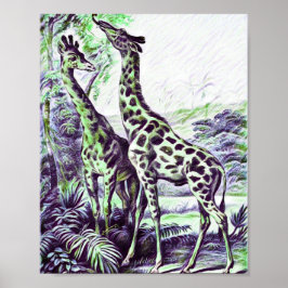 Forest Giraffe Poster