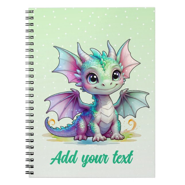 Forest Glow Dragon - Personalisiertes Pastell Jour Notizblock (Vorderseite)